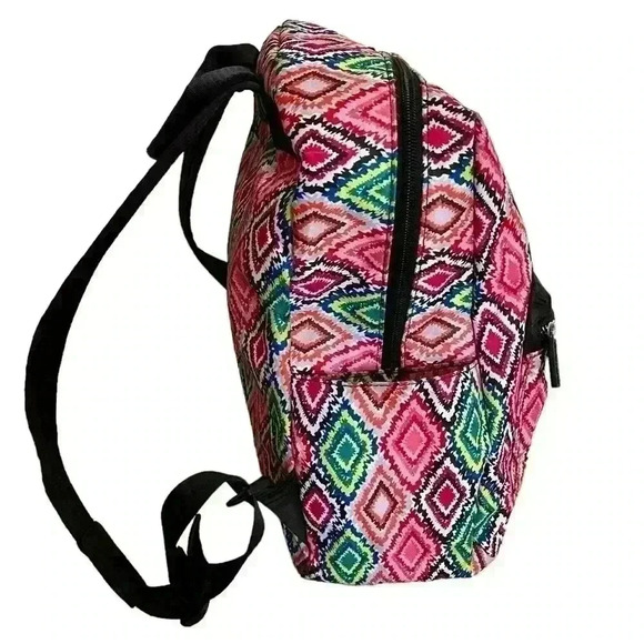 GO! SAC Backpack Colorful Geometric Side Pockets Black Straps - Picture 2 of 11
